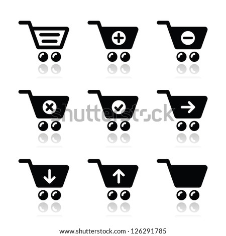 Shopping cart vector icons set