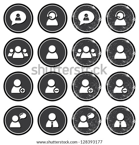 User retro labels set - businessman, customer service, staff avatars