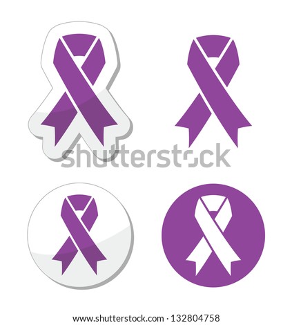 Purple ribbon - pancreatic cancer, testicular cancer, domestic violence awereness symbol