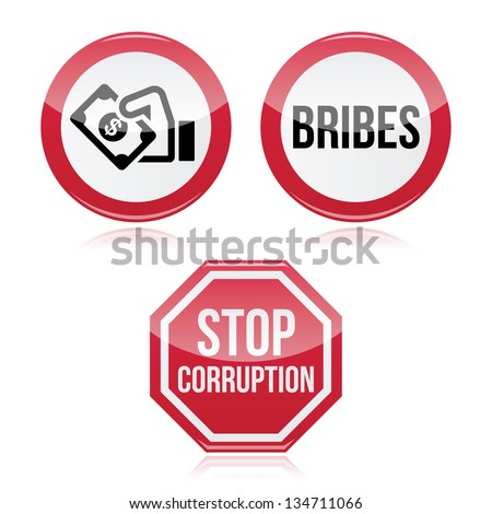 No bribes, sto corruption red warning sign