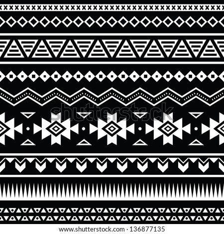 Aztec Seamless Pattern, Tribal Black And White Background Stock Vector ...