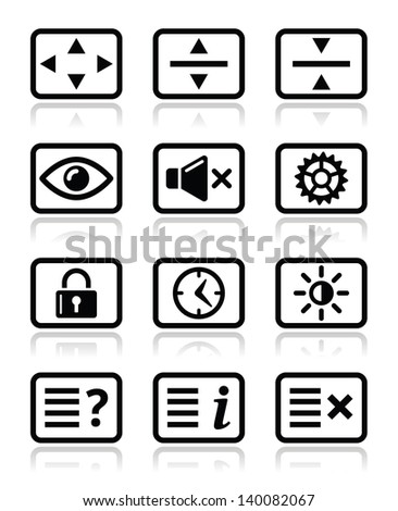 Computer tv monitor screen icons set