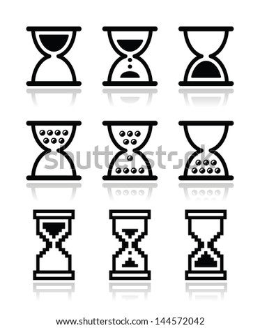 Hourglass, sandglass vector icon set