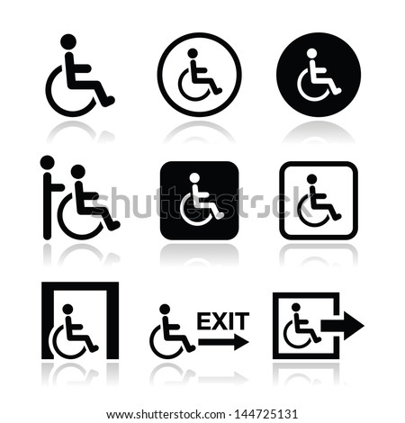 Man on wheelchair, disabled, emergency exit icon