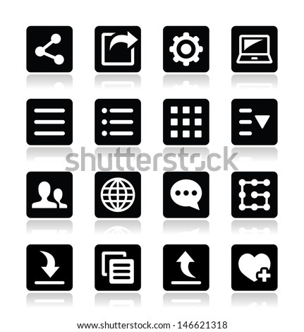 Menu settings tools icons set