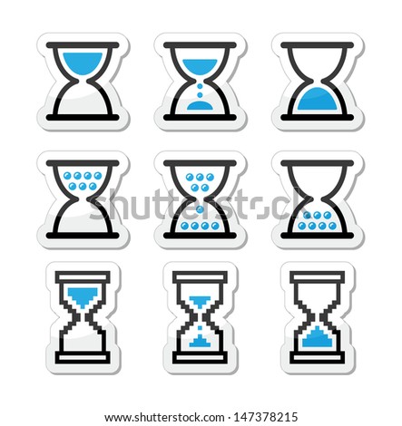 Hourglass, sandglass vector icon set