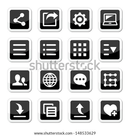 Menu settings tools icons set