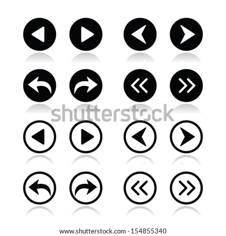 Left and right arrows round icons set