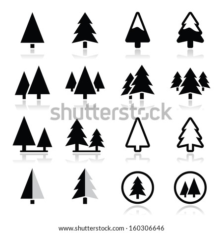 Pine tree vector icons set