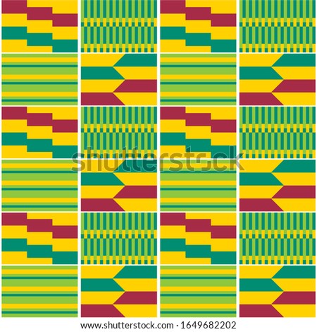 African tribal Kente cloth style vector seamless textile pattern, geometric Ghana nwentoma design. Abstract vibrant repetitive design, Kente mud cloth style native to the Akan, Ashanti ethnic groups 