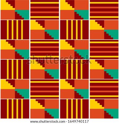 Ghana African tribal Kente cloth style vector seamless textile pattern, geometric nwentoma design in green. Abstract vibrant repetitive design, Kente design native to the Akan, Ashanti ethnic groups 