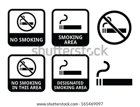 No smoking, smoking area vector icons set