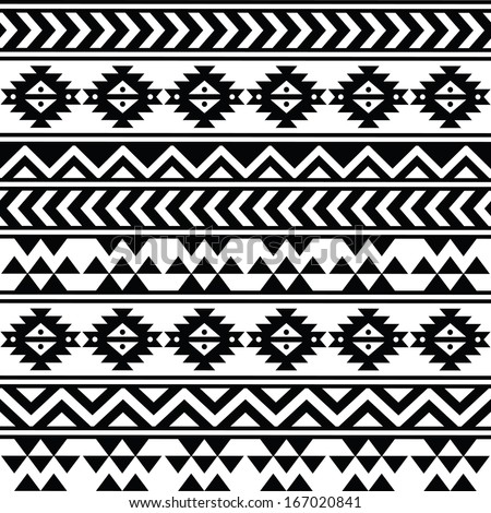 Aztec Tribal Seamless Black And White Pattern Stock Vector Illustration ...