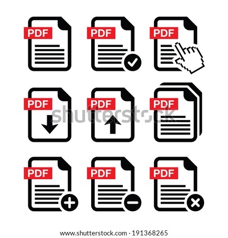 PDF download and upload icons set   