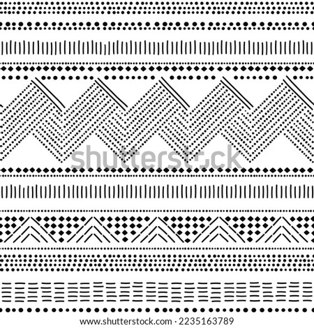 Bell Beaker folk art inspired vector seamless pattern with dots, prehistoric pottery style design from Great Britain, Ireland, Andorra, Portugal, Spain and Gibraltar. Textile or fabric print 