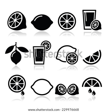 Lemon, lime icons set