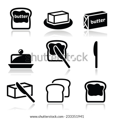 Butter or margarine vector icons set 