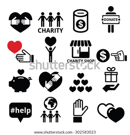 Charity, helping other people icons 