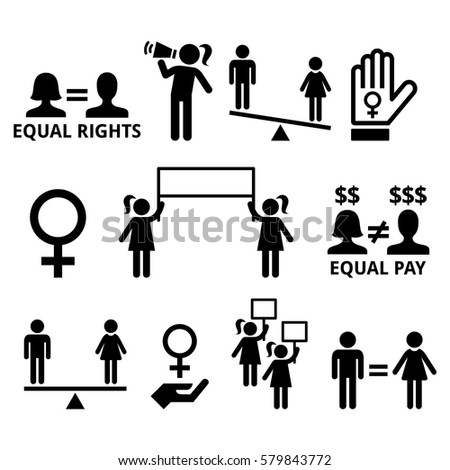 Women's rights, feminism, equal rights form men and women 