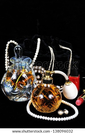 Perfume atomiser bottle, Perfume bottle with stopper and jewellery.