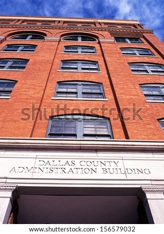 Dallas County Administration building (Dallas Texas School Book Depository) building, Elm Street, Dallas, Texas, USA.