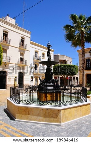 VERA, SPAIN - MAY 5, 2010 - Fountain in the town square, Vera, Almeria Province, Andalucia, Spain, Western Europe, May 5, 2010.