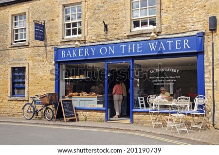 BOURTON ON THE WATER, UK - JUNE 12, 2014 - Bread shop in the village, Bourton on the Water, Gloucestershire, England, UK, Western Europe, June 12, 2014.