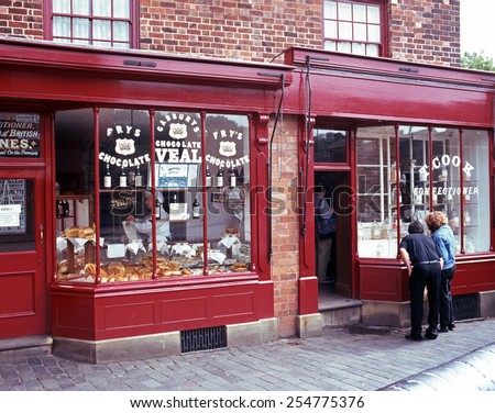 DUDLEY, UK - SEPTEMBER 23, 1997 - Victorian General store and Confectionary shop at the Black Country Living Museum, Dudley, West Midlands, England, UK, Western Europe, September 23, 1997.