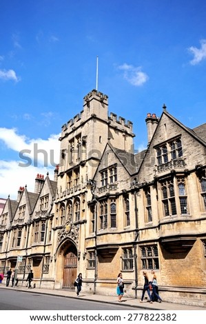 OXFORD, UNITED KINGDOM - JUNE 17, 2014 - View of Brasenose College along High Street, Oxford, Oxfordshire, England, UK, Western Europe, June 17, 2014.