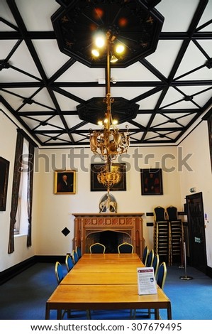 COVENTRY, UNITED KINGDOM - JUNE 4, 2015 - The Drapers Room in St Marys Guildhall, Coventry, West Midlands, England, UK, Western Europe, June 4, 2015.