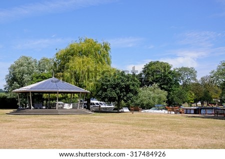 HENLEY-ON-THAMES, UK - JULY 10, 2015 - Bandstand in the park alongside the River Thames, Henley-on-Thames, Oxfordshire, England, UK, Western Europe, July 10, 2015.