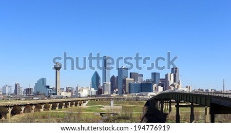 DALLAS - MARCH 13: The skyline of the city of Dallas, Texas on March 13, 2014. Dallas is one of the largest cities in the United States.