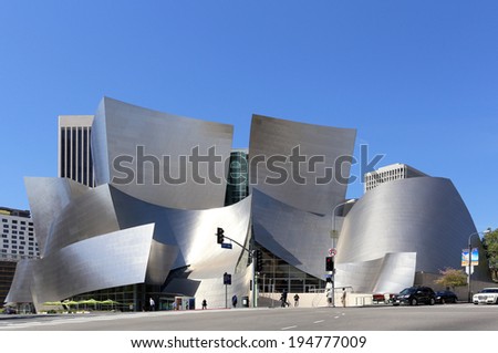 LOS ANGELES - MARCH 17: The Walt Disney Concert Hall located in Los Angeles, California on March 17, 2014. The concert hall is part of the Los Angeles Music Center and was designed by Frank Gehry.