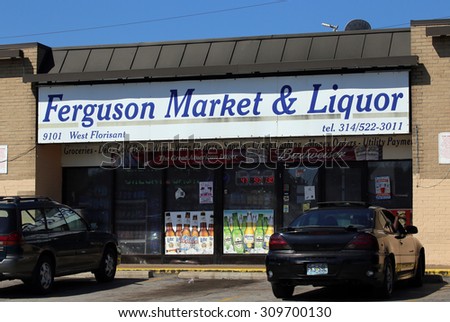 ST.LOUIS - AUGUST 21: Ferguson Market & Liquor in St. Louis, Missouri on August 21 2015. The store was allegedly robbed by Michael Brown which ultimately led to his death at the hands of the police.