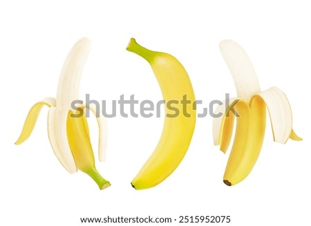 Similar – Image, Stock Photo Half peeled banana in sunlight on yellow background