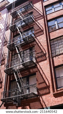 City Fire Escapes and Shadow  Reflection