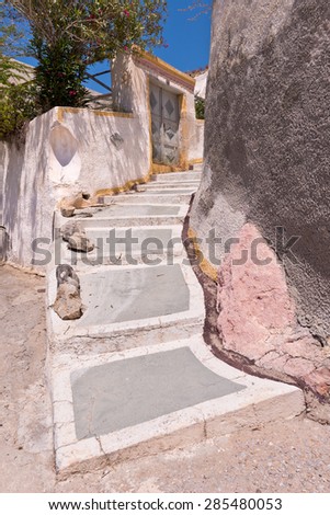 Santorini Urban steps and Old Door