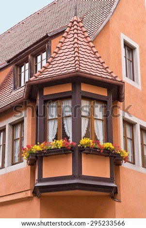European Medieval House Window Box Flowers