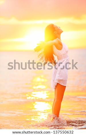 Similar – Image, Stock Photo Peaceful woman enjoying sun in nature