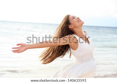 Similar – Image, Stock Photo Relaxed woman in sundress enjoying view on bridge across wide river