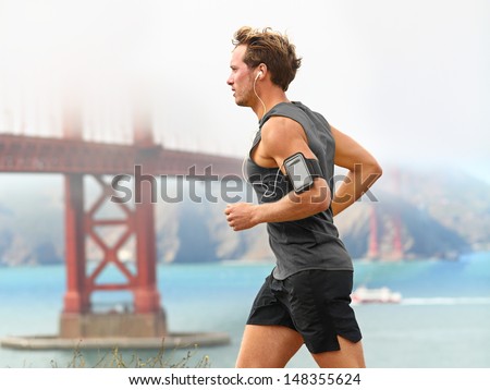 Similar – Image, Stock Photo Young Man with Earphones Posing in Autumn Park