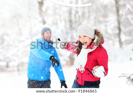 Similar – Image, Stock Photo Woman throwing snow in snowy landscape in winter.