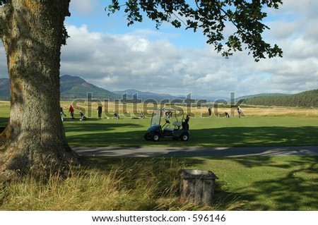Driving range on Sottish golf course