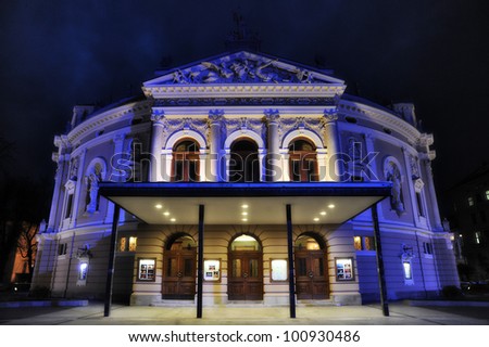 ljubljana opera house at night