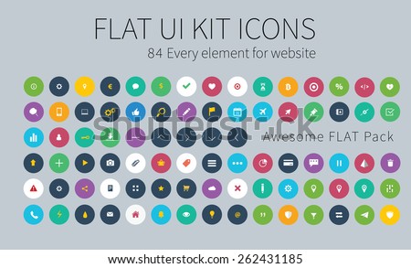 Style flat icons pack for webdesign or mobile application.