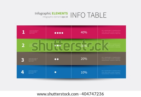 vector tabular graphic for summary with columns and rows / report infographic table options 4 