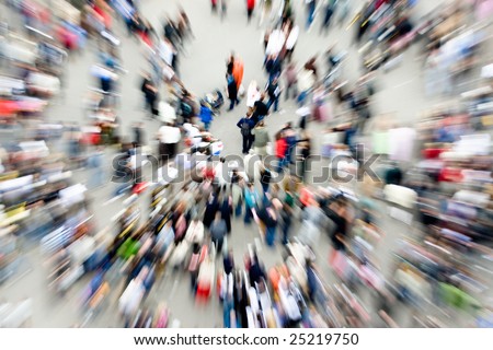 Crowds in an urban setting