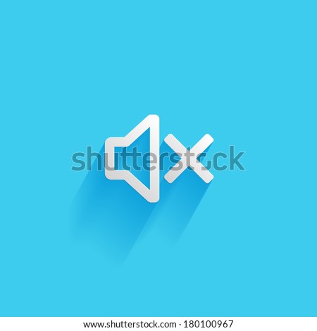 Sound off, Volume, flat icon isolated on a blue background for your design, vector illustration