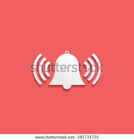 alarm, flat icon isolated on a red background for your design, vector illustration