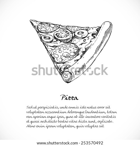 Background for your text with doodles on a teme Italian food - pizza with sausage
